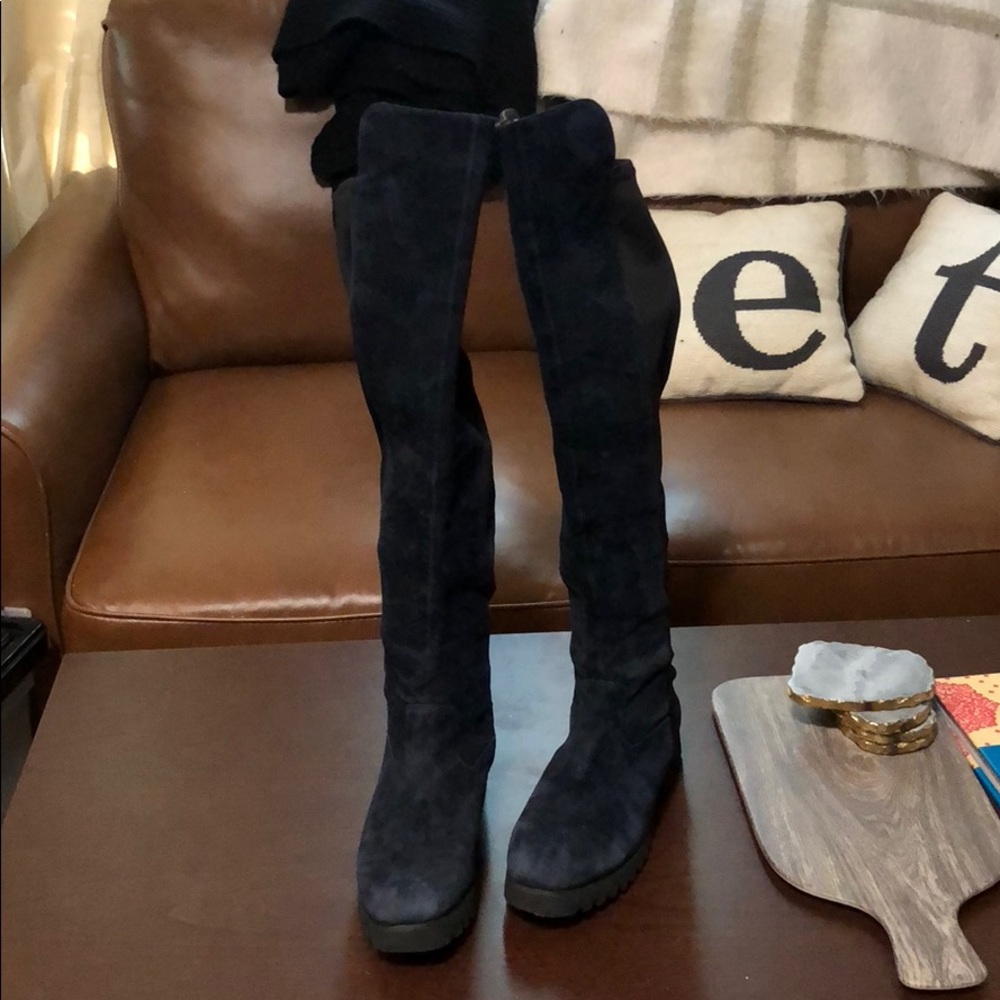 Over the Knee Suede and Elastic Boots